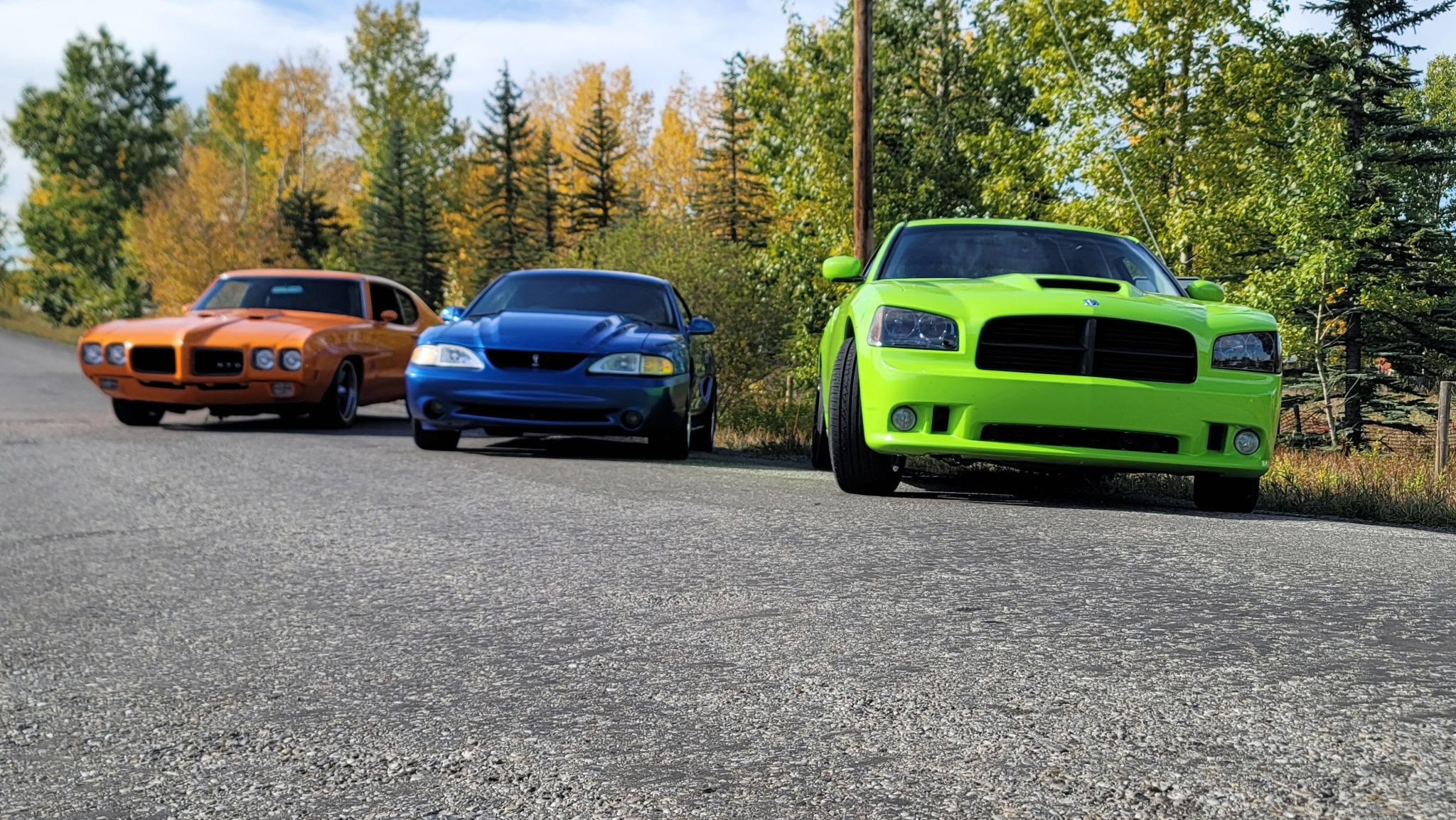 Muscle cars photographed on Calgary roadway