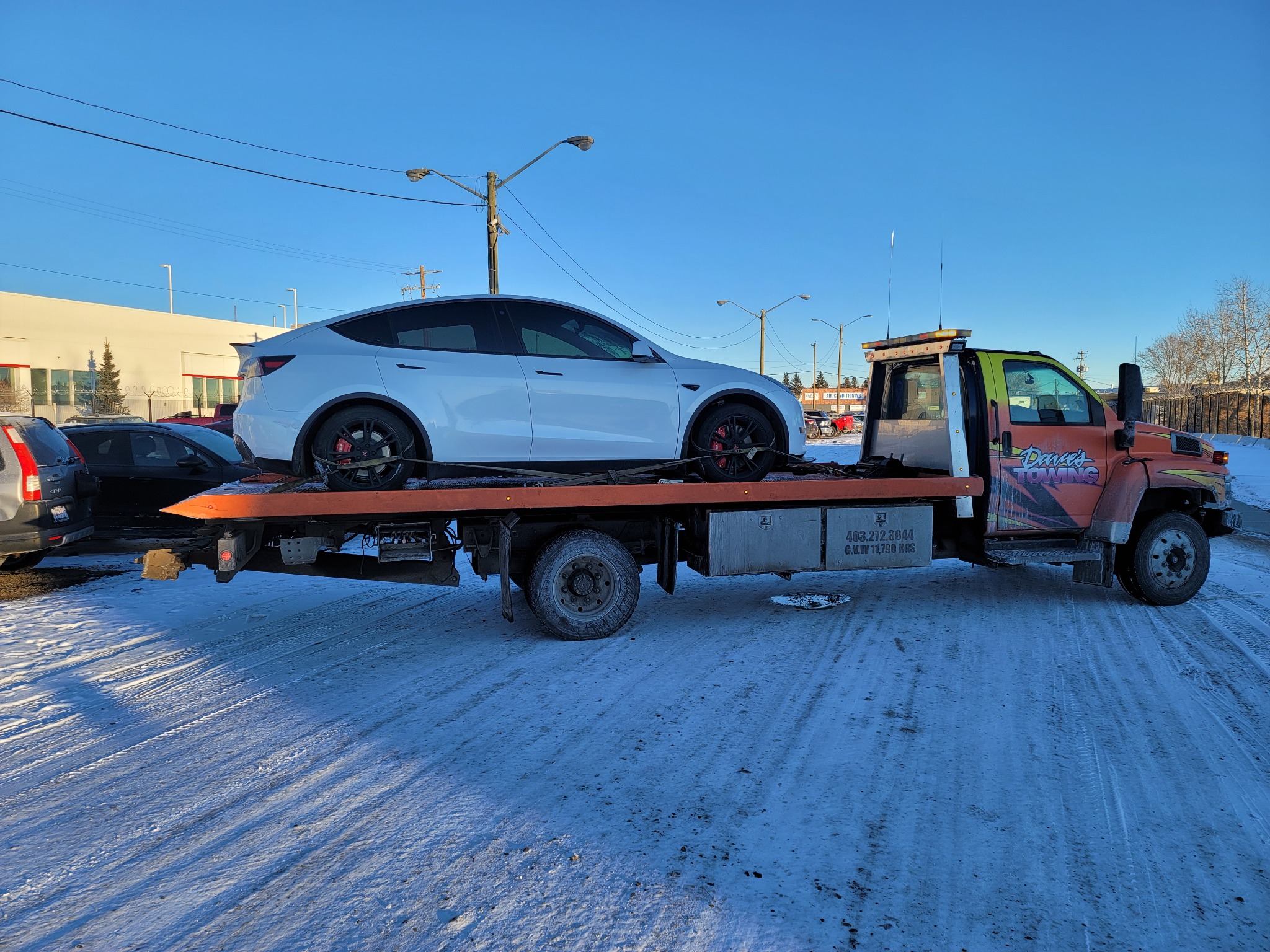 Tesla EV transport during winter conditions – Calgary