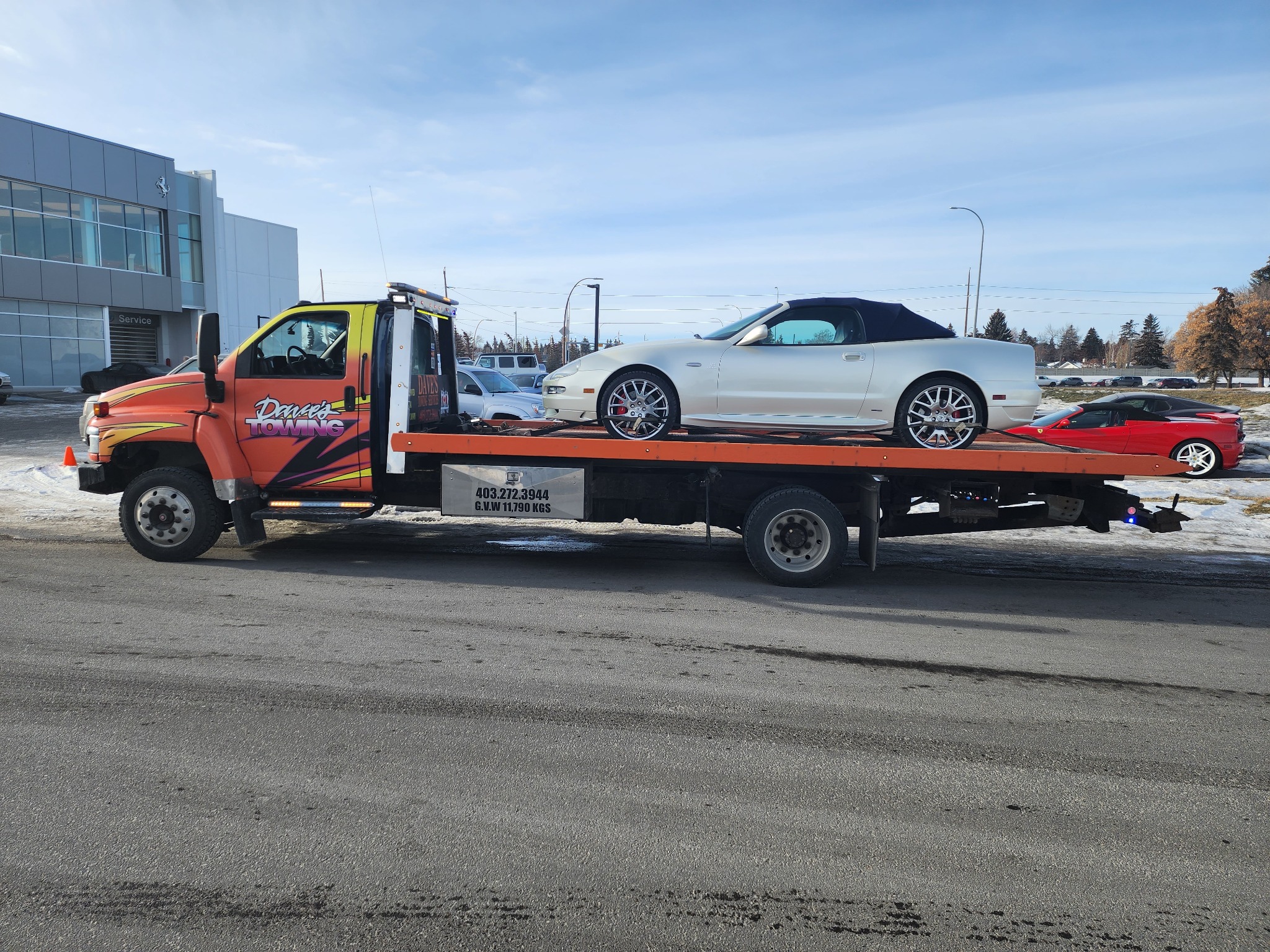 White Maserati convertible transport – Calgary (side view)