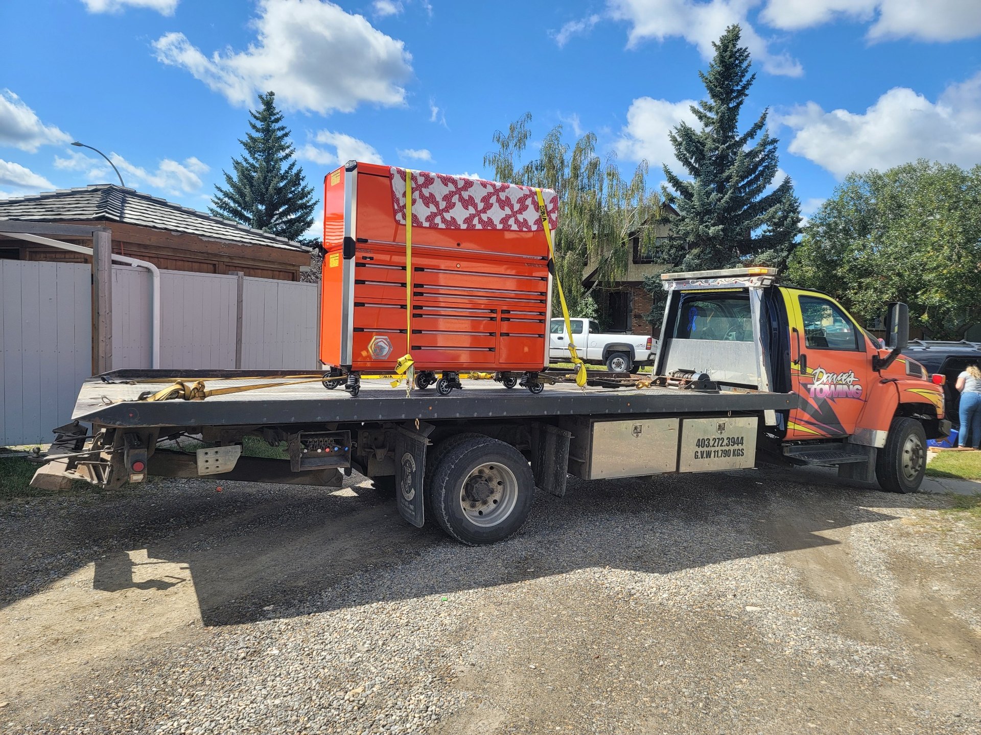 Night transport of industrial equipment near Calgary