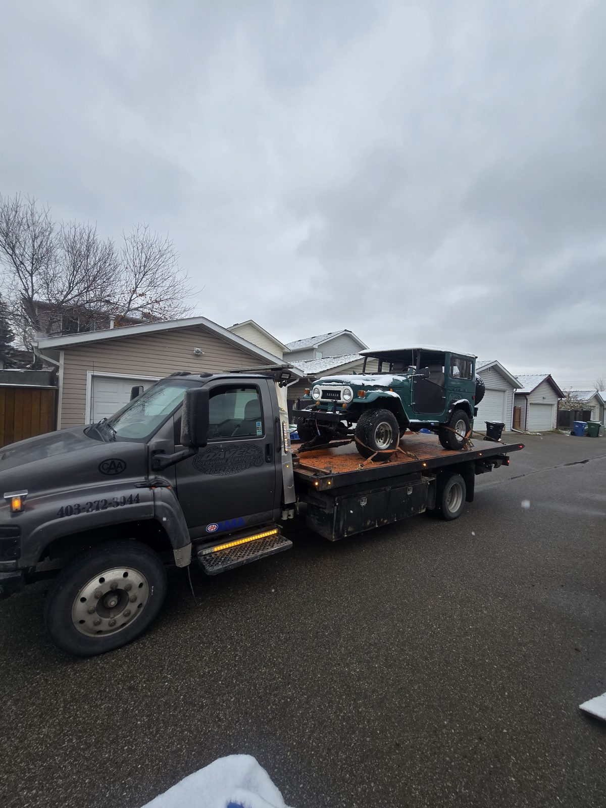 Dave's Towing: 1969 Toyota FJ Cruiser Flatbed Tow in Calgary