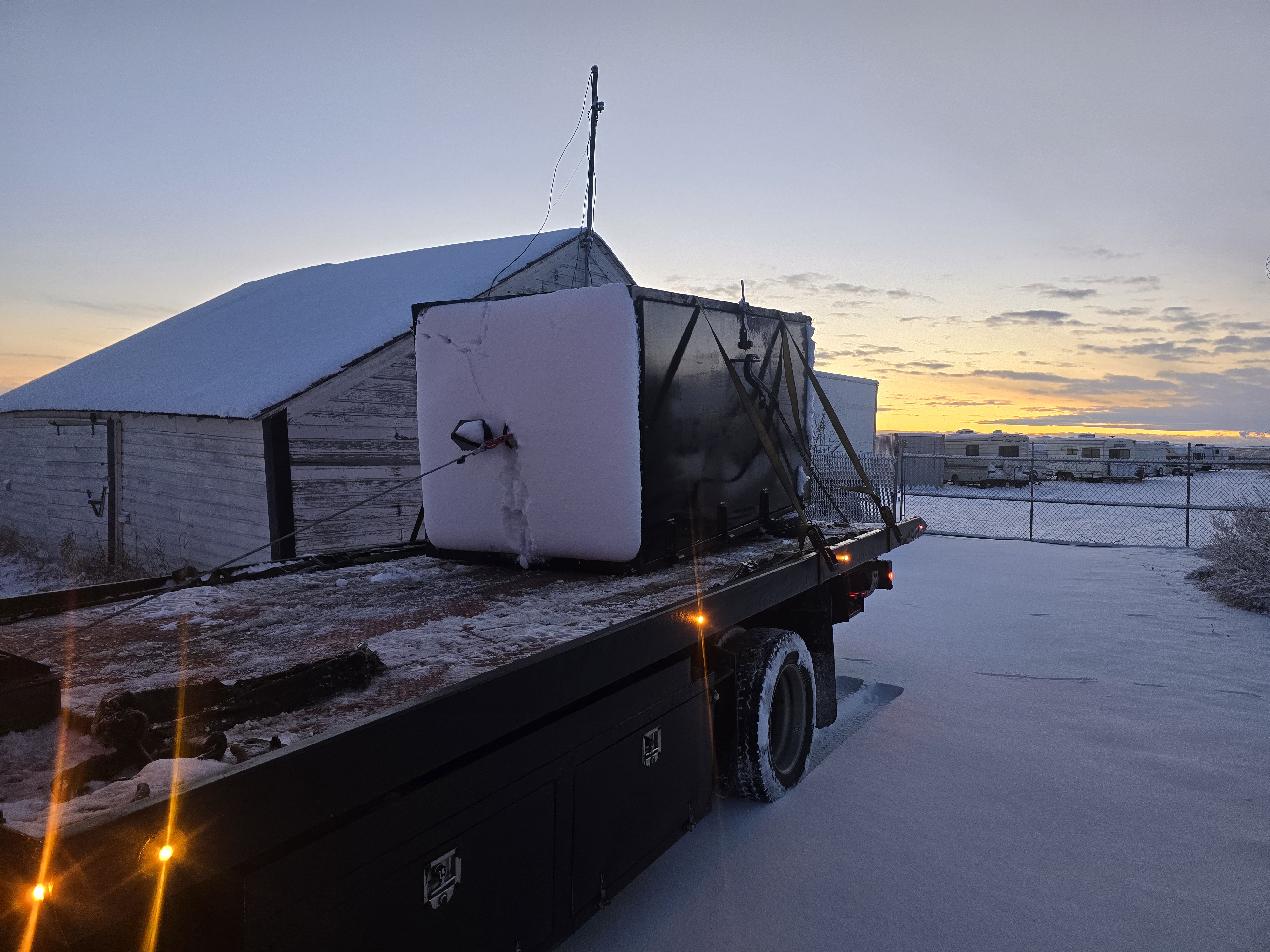 Pulling a smoker - Flatbed Towing in Calgary